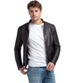 Emerino Lederen Jas Biker Stijl Gewatteerde Schouders