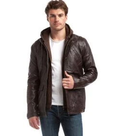 Elgon Lederen Jas Met Kap