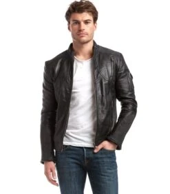 Zeno Leren Jack, Slim Fit