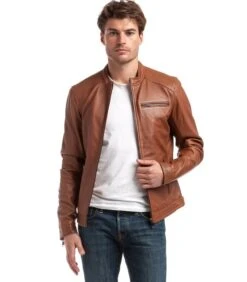 Leren Jack In Alban Stijl Met Borstzak