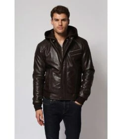 Leren Jas Met Geïntegreerde Capuchon Luigi