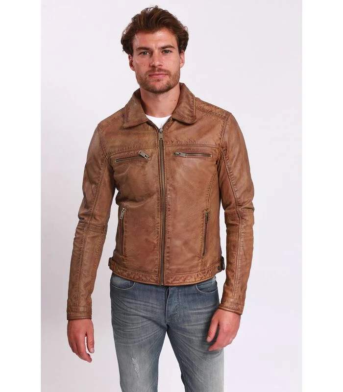 LE TEMPS DES CERISES Echt Lederen Jas Met Overhemdkraag 4 LE TEMPS DES CERISES Echt Lederen Jas Met Overhemdkraag - Afbeelding 2