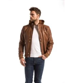 Echt Lederen Jas Met Kap